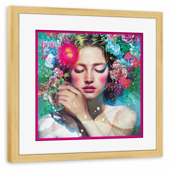 Poster mit Rahmen kiefer "LINEN - WOMAN PINK FRAME" artboxONE - Abstrakt,Für Mama,Für Papa