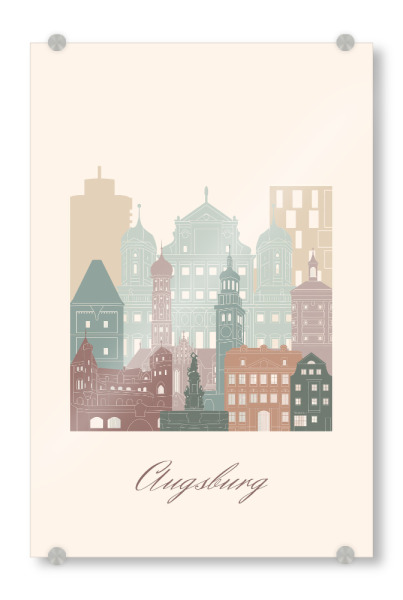 Acrylglasbild "Augsburger Skyline in Salbeigrün" artboxONE - Städte,Reise,Architektur,Kartografie