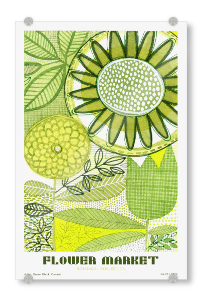 Acrylglasbild "Susan Black - Flower Market Lemon" artboxONE - Typografie,Natur,Floral
