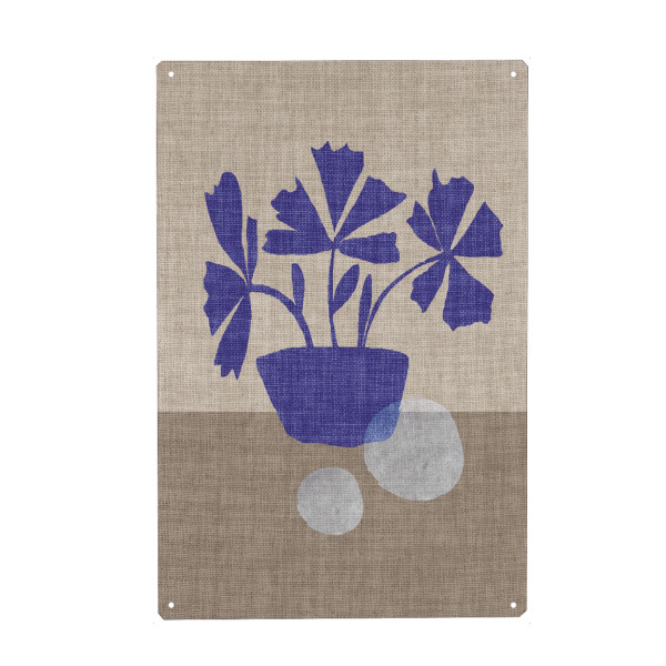 Metall Poster "LINEN - BLUE FLOWER GABY" artboxONE - Abstrakt - Japandi,Modern,Art,Ibiza,Kunstdruck,Geschenk,Einrichtung,Abstrakt,Kunst - Blechschild