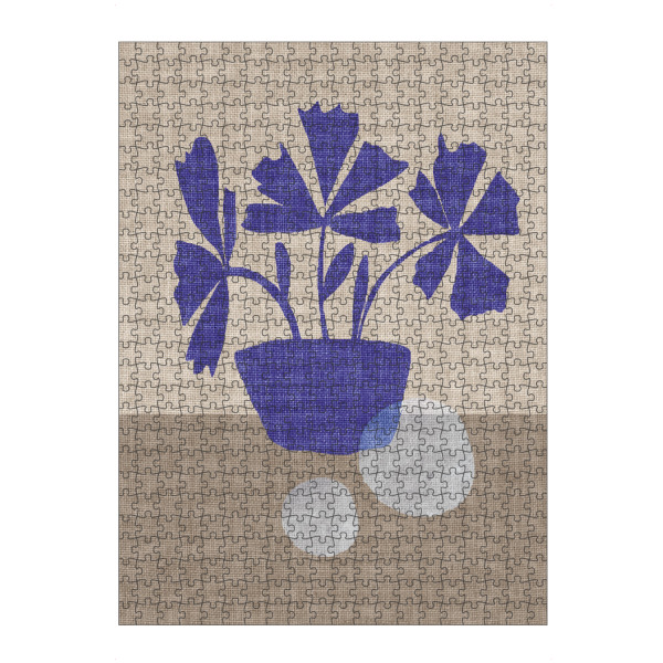 artboxONE Puzzle "LINEN - BLUE FLOWER GABY" artboxONE - Abstrakt - Japandi,Modern,Art,Ibiza,Kunstdruck,Geschenk,Einrichtung,Abstrakt,Kunst