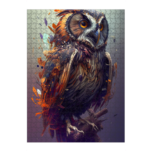 Puzzle Ravensburger "Malerei einer Eule" artboxONE - Tiere - Tier,Kunst,Vogel,Leinwand,Bunte,Hübsch,öl,Eule,Farbe,Malerei,Porträt,Aquarell