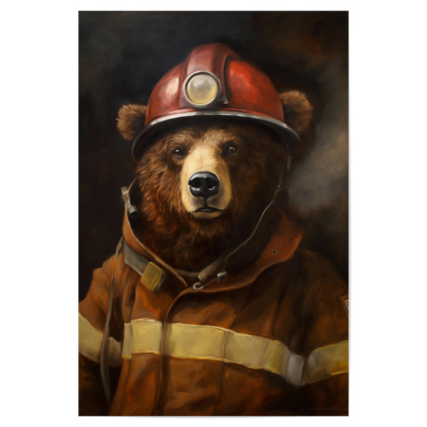 Poster "Feuerwehr Bär" artboxONE - Für Kinder,Tiere