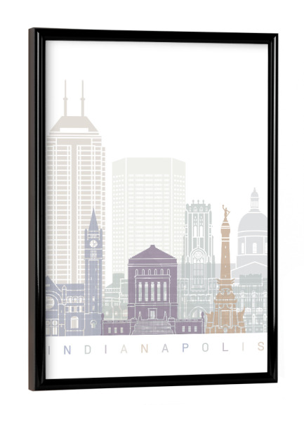 Poster mit schwarzem Rahmen "INDIANAPOLIS-SKYLINE-PASTELL" artboxONE - Städte,Architektur