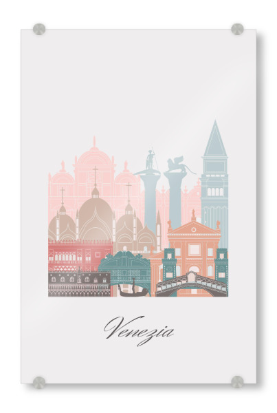 Acrylglasbild "Skyline von Venedig in Pastell" artboxONE - Städte,Reise,Architektur,Städte / Venedig,Kartografie