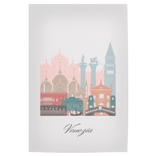 Poster "Skyline von Venedig in Pastell" artboxONE - Städte,Reise,Architektur,Städte / Venedig,Kartografie