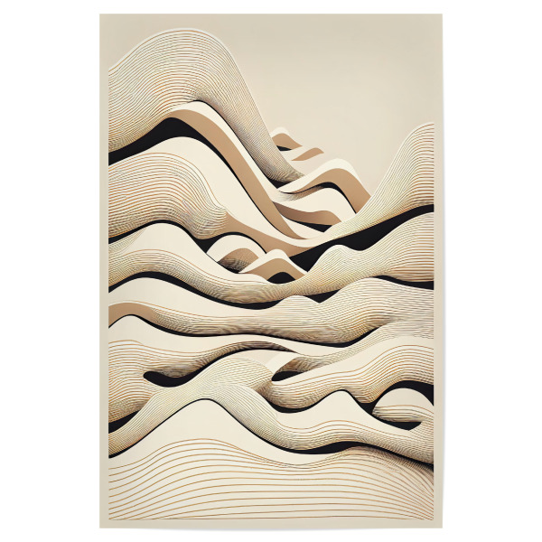 Poster "Minimale beige Wellen" artboxONE - Abstrakt - Abstrakt,Kunst,Zeichnung,Flüssigkeit,Linien,Minimal,Malerei,Muster,Bleistift,Wellen,Wunderlich