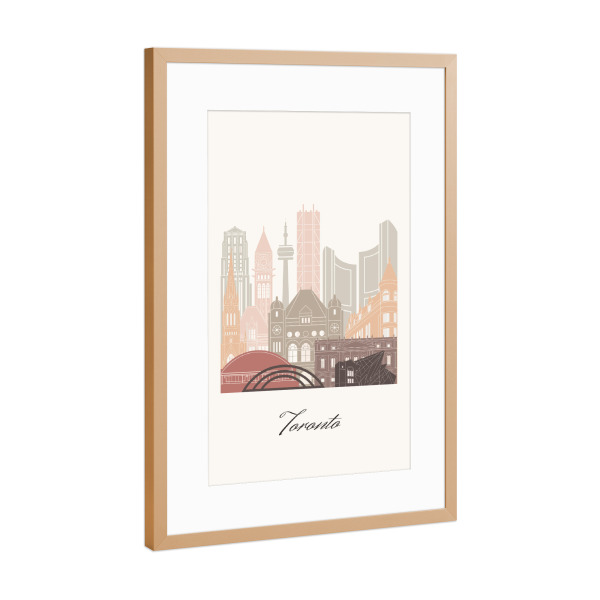 Poster mit Rahmen Kupfer "Toronto Skyline-Terrakotta-Stil" artboxONE - Städte,Reise,Architektur,Kartografie