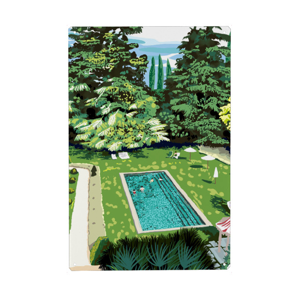 Metall Poster "Das Leben ist besser am Pool" artboxONE - Natur