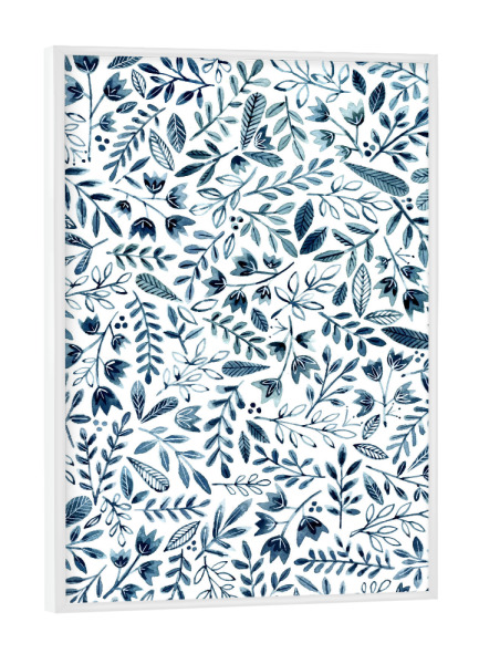 Poster mit weißem Rahmen "Susan Black - Blue Ditzy" artboxONE - Natur,Floral