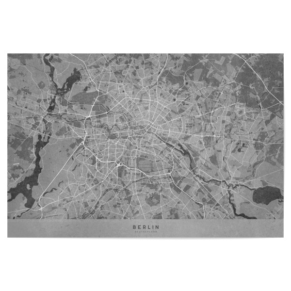Poster "Graue Karte von Berlin Deutschland" artboxONE - Städte / Berlin,Kartografie