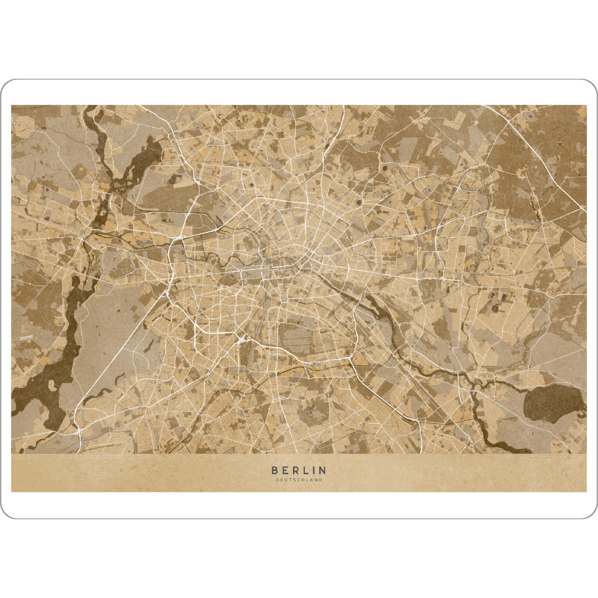 Tischset "Sepia-Karte von Berlin Deutschland" artboxONE - Städte / Berlin,Kartografie - Berlin,Deutschland,Karte,Notleidend,Jahrgang,Antik,Sepia