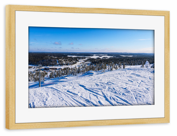 Poster mit Rahmen kiefer "Schnee, Berg, Wald" artboxONE - Natur,Reise,Reise / Länder
