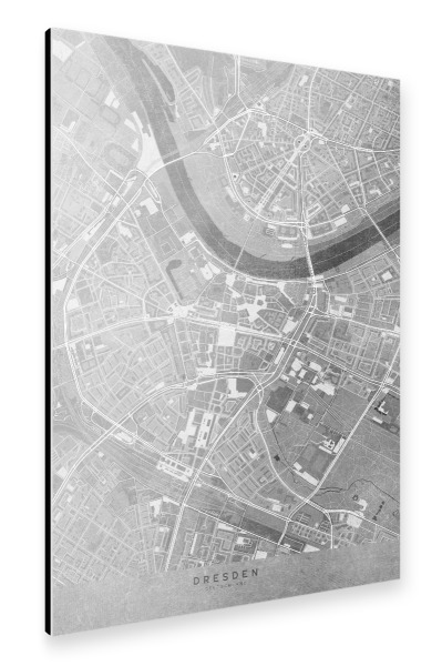 Alu-Dibond "Graue Karte von Dresden Zentrum" 30x20 cm artboxONE