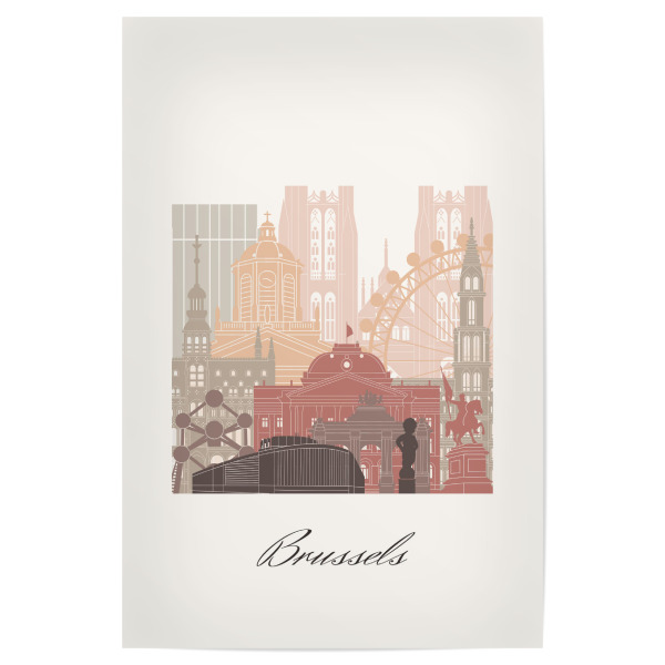 Poster "Brüsseler Skyline in Terrakotta" artboxONE - Städte,Reise,Architektur,Kartografie