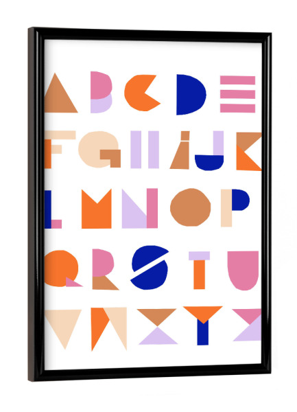 Poster mit schwarzem Rahmen "ABC-Ausschnitt" artboxONE - Für Kinder,Buchstaben - Abc,Ausschnitt,Collage,Kinderzimmer,Buchstaben