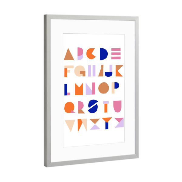 Poster mit Rahmen Silber "ABC-Ausschnitt" artboxONE - Für Kinder,Buchstaben - Abc,Ausschnitt,Collage,Kinderzimmer,Buchstaben