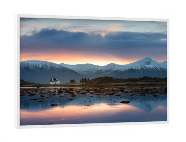 Poster mit weißem Rahmen "Sonnenaufgang Norwegen" artboxONE - Natur,Reise