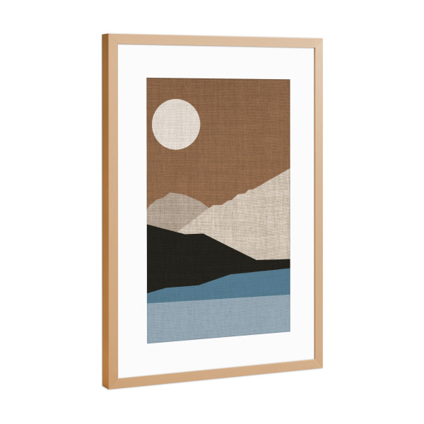 Poster mit Rahmen Kupfer "LINEN - landscape LUK first" artboxONE - Abstrakt - Japandi,Modern,Art,Ibiza,Kunstdruck,Geschenk,Einrichtung,Abstrakt,Kunst