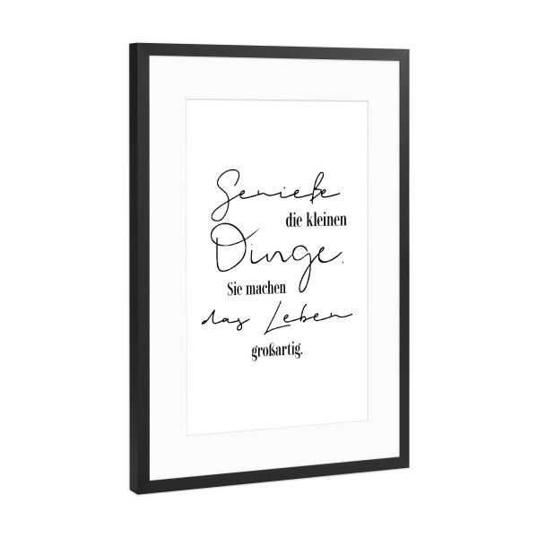 Poster mit Rahmen Schwarz (Metallic) "Kleine großartige Dinge" artboxONE - Typografie,Schwarzweiß,Für Mama