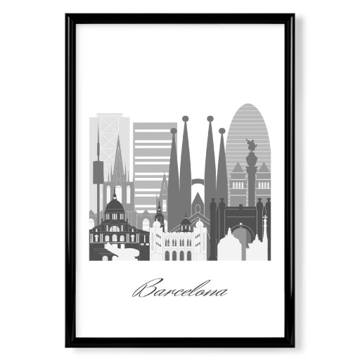 Barcelona-Skyline schwarz weiß