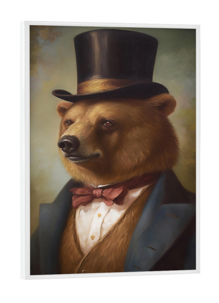 Poster mit weißem Rahmen "Viktorianischer Bär" artboxONE - Tiere,Lustig
