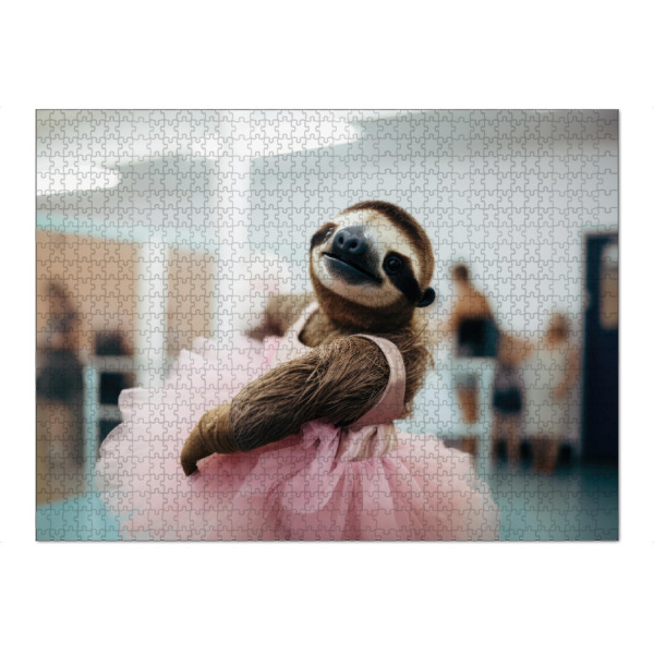Puzzle Ravensburger "Faultier trägt ein Tutu" artboxONE - Tiere,Abstrakt,Fiktion - Faultier,Tutu,Ballett,Tanz,Tier,Humor,Anthropomorph