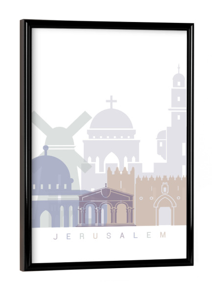 Poster mit schwarzem Rahmen "JERUSALEM SKYLINE PASTELL" artboxONE - Städte,Architektur