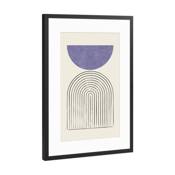 Poster mit Rahmen Schwarz (Metallic) "Mid-Century Modern Arch B-Violett" artboxONE - Abstrakt