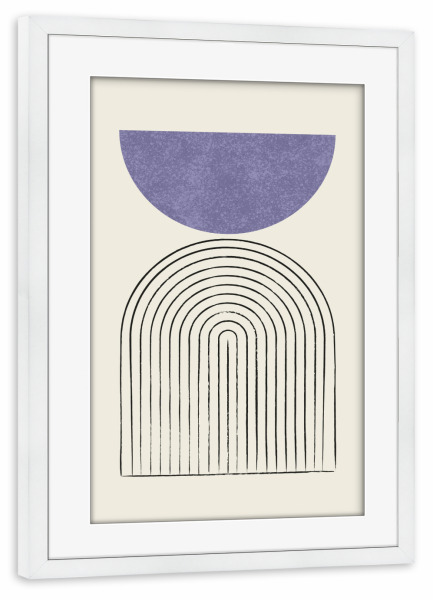 Poster mit Rahmen weiß "Mid-Century Modern Arch B-Violett" artboxONE - Abstrakt
