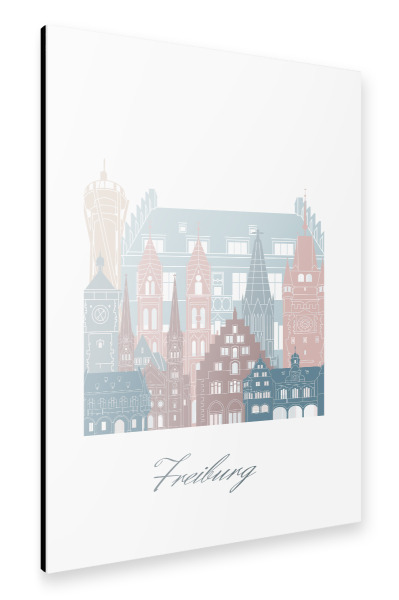 Alu-Dibond "Freiburg skyline earth tones style" 30x20 cm artboxONE