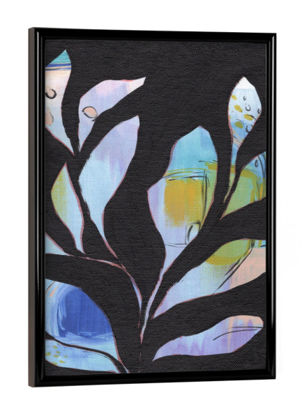 Poster mit schwarzem Rahmen "Blaue Blätter ll" artboxONE - Natur,Floral,Abstrakt