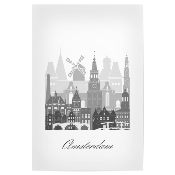 Poster 30x20 cm "Skyline-Amsterdam schwarz weiß" artboxONE - Städte,Reise,Architektur,Kartografie