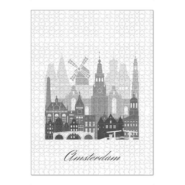 Puzzle Ravensburger "Skyline-Amsterdam schwarz weiß" artboxONE - Städte,Reise,Architektur,Kartografie