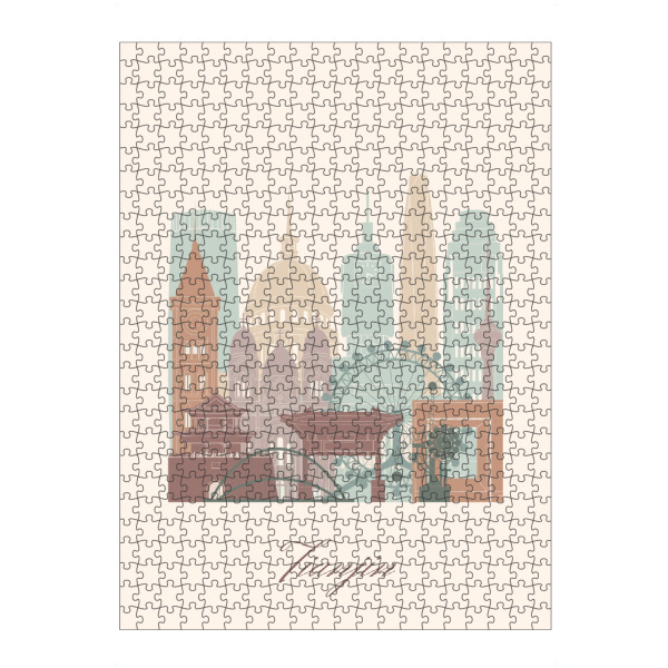 Puzzle Ravensburger "Skyline von Tianjin - Salbeigrün" artboxONE - Städte,Reise,Architektur,Kartografie