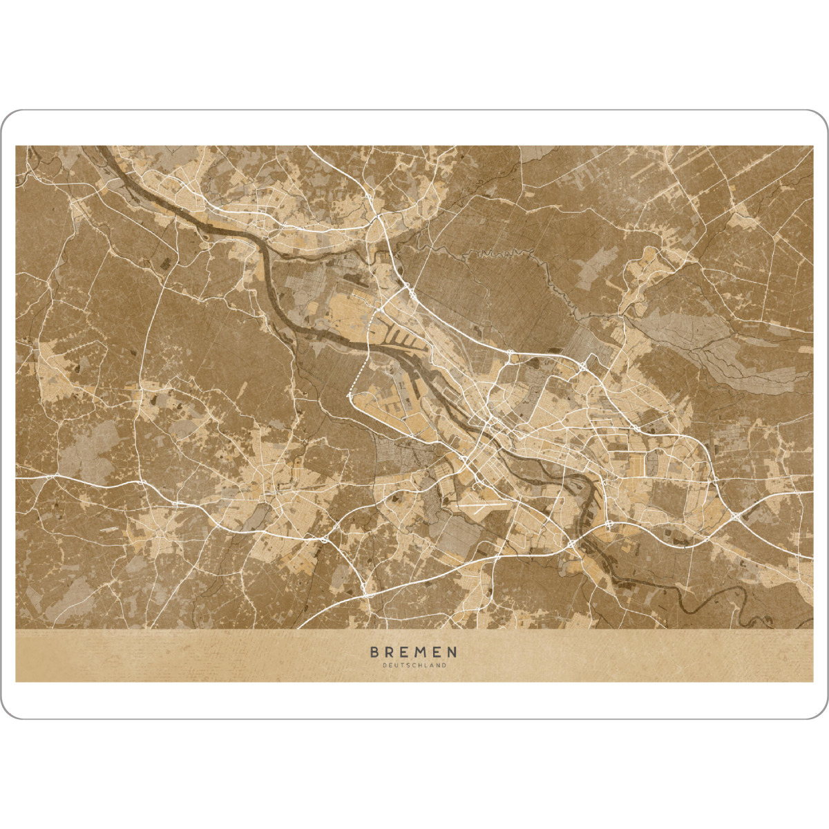 Tischset "Sepiakarte von Bremen Deutschland" artboxONE - Kartografie - Bremen,Deutschland,Sepia,Karte,Braun - Bild bremen