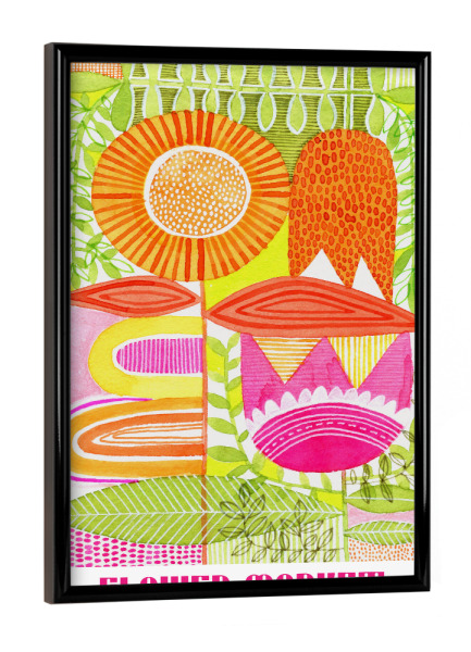 Poster mit schwarzem Rahmen "Susan Black - Flower Market grün" artboxONE - Typografie,Natur,Floral