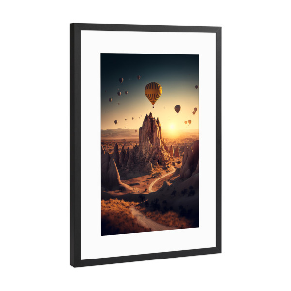 Poster mit Rahmen Schwarz (Metallic) "Cappadocia Balloons" artboxONE - Natur,Reise - Art,Turkey,Landscape,Cappadocia,Nature,Balloons,Reise
