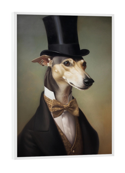 Poster mit weißem Rahmen "Herr Windhund" artboxONE - Tiere