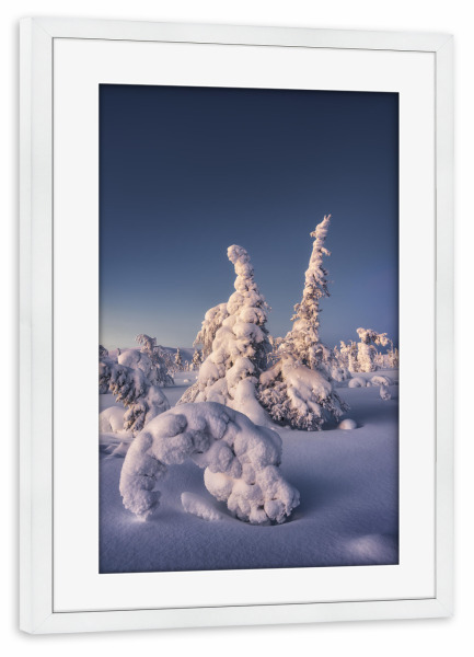 Poster mit Rahmen weiß "Schneetrolle" artboxONE - Natur,Reise