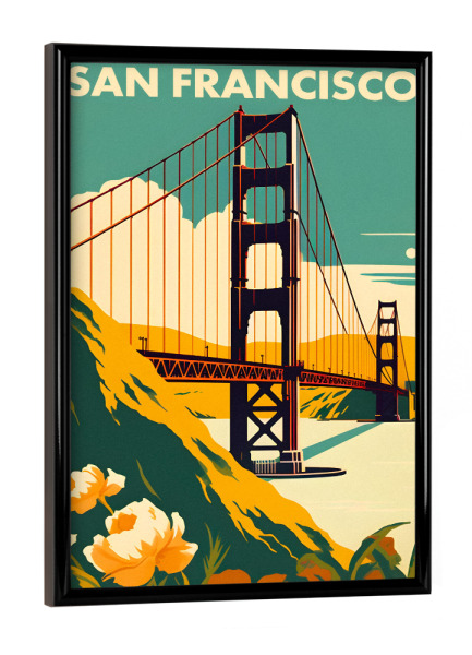 Poster mit schwarzem Rahmen "Willkommen in San Francisco" artboxONE - Reise,Abstrakt,Reise / Länder,Städte / San Francisco