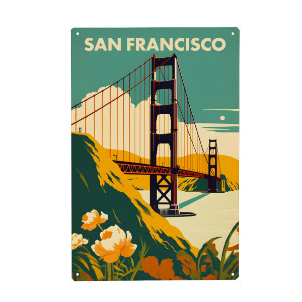 Metall Poster "Willkommen in San Francisco" artboxONE - Reise,Abstrakt,Reise / Länder,Städte / San Francisco