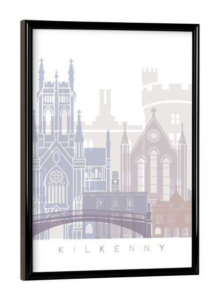 Poster mit schwarzem Rahmen "KILKENNY SKYLINE PASTELL" artboxONE - Städte,Architektur