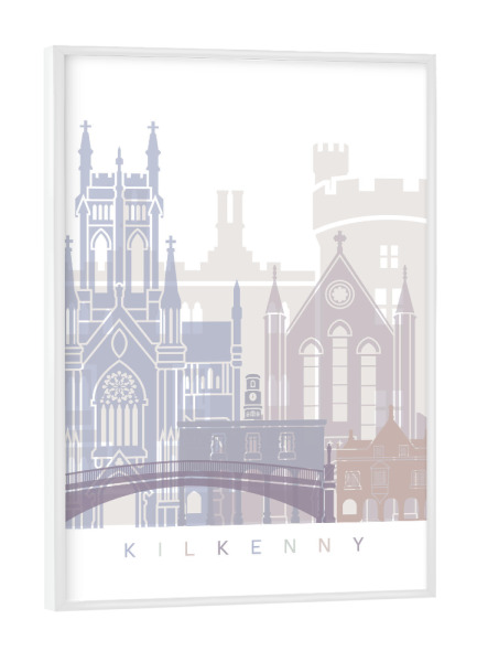 Poster mit weißem Rahmen "KILKENNY SKYLINE PASTELL" artboxONE - Städte,Architektur