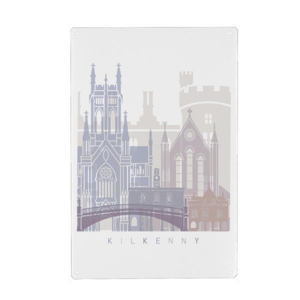 Metall Poster "KILKENNY SKYLINE PASTELL" artboxONE - Städte,Architektur