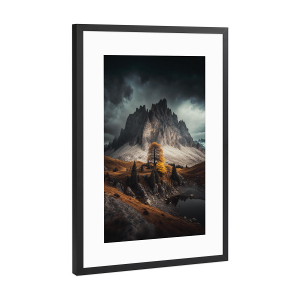 Poster mit Rahmen Schwarz (Metallic) "Freedom of Nature" artboxONE - Natur - Natur,Berge,Baum,Herbst,Wolken,Landscape,Ai,Art,Nft