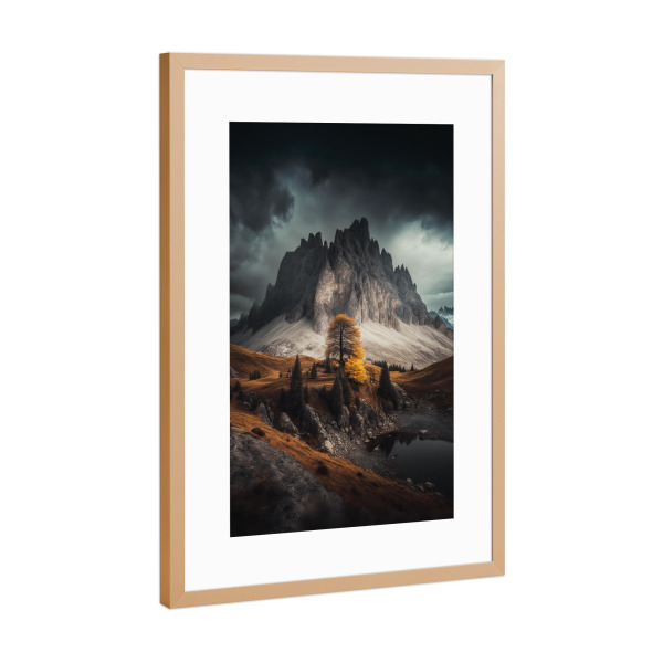 Poster mit Rahmen Kupfer "Freedom of Nature" artboxONE - Natur - Natur,Berge,Baum,Herbst,Wolken,Landscape,Ai,Art,Nft