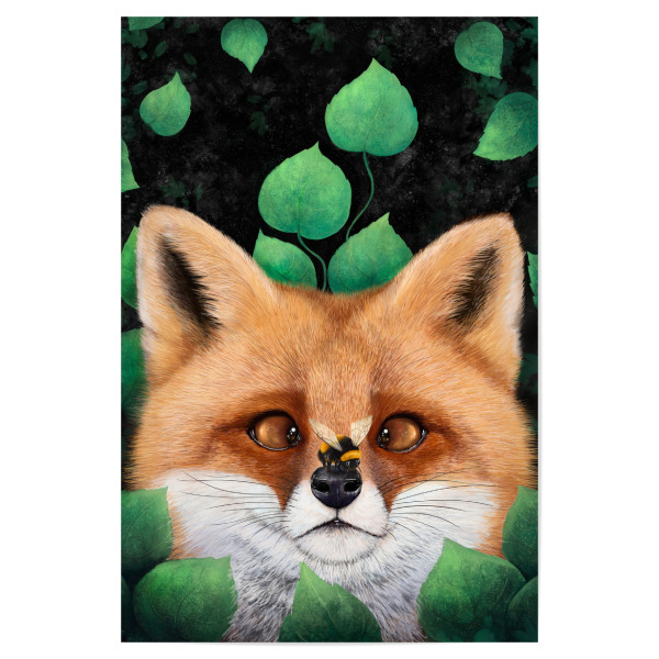 Poster 30x20 cm "Fuchs in den Blättern" artboxONE - Floral,Für Kinder,Tiere,Für Mama,Lustig