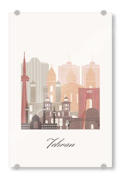 Acrylglasbild "Teheran Skyline Terrakotta-Stil" artboxONE - Städte,Reise,Architektur,Kartografie