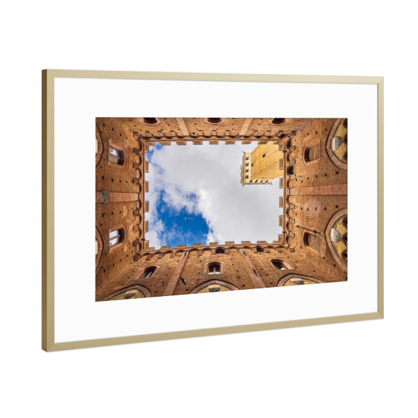Poster mit Rahmen Gold "Palazzo Pubblico in Siena" artboxONE - Reise,Architektur,Städte / Weitere